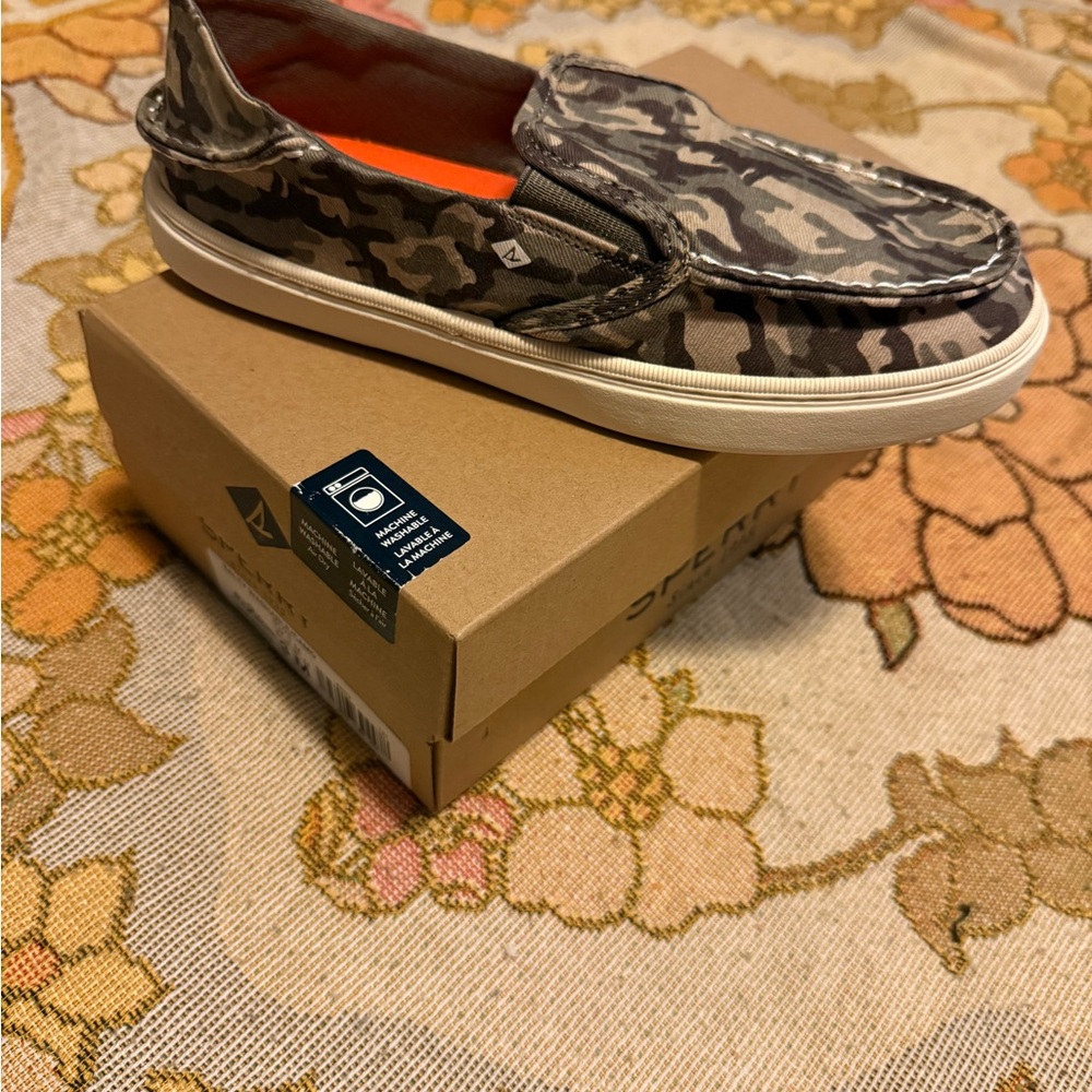 Sperry Boys' Salty Washable Camo Slip-On - Brown, Green
